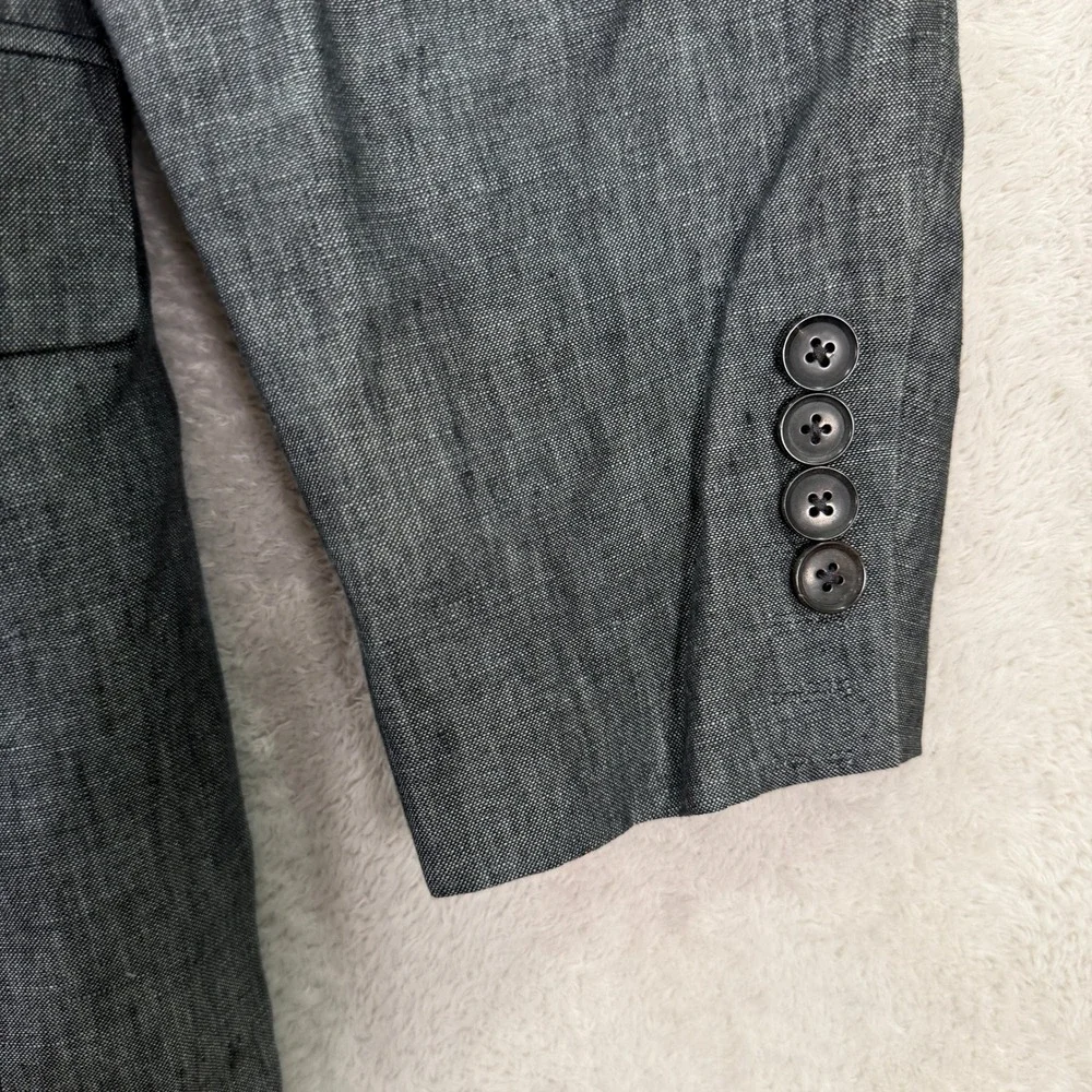 Hugo Boss Pasolini Mens 44R Slim Fit Blue Gray Linen 2 Button Blazer Sport Coat